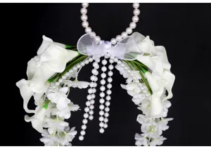Ramo de novia artificial lirio cala perlas flor de boda vista de detalle decoracion