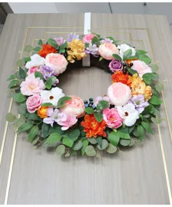 Artificial floral wreath for spring summer wedding home decor door wall hanging decoration
