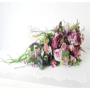 Künstlicher Hochzeitskaskaden-Brautstrauß aus Seidenblumen für Fotoshooting Requisiten