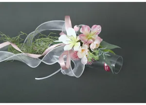 Künstliche Hochzeits-Glasknaufblume Dekoration mit Schleifen, elegante Seidenblumenkunst.