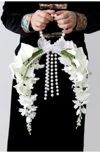 Ramo de novia de cala con perla artificial boda flor de mano arreglo floral nuevo