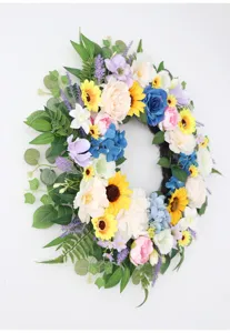 Artificial Floral Wreath Spring Summer Door Wall Hanging Home Decor Wedding Floral