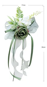 Artificial wedding car mirror flower bow silk flower decorative floral accessory 17x36cm