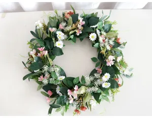 Ghirlanda di fiori artificiali ideale per decorazione domestica e porta di matrimonio.