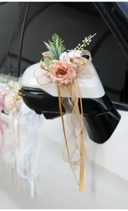 Artificial wedding car rearview mirror flower decoration bow floral accessory
