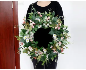 Corona di fiori artificiali per decorazioni domestiche, matrimoni e appendiporta.