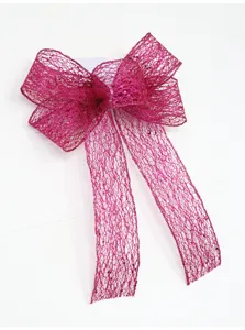 Fiocco in rete glitterata rosa decorazione per albero di Natale e confezione regalo