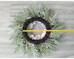 Artificial peony rose wreath for door wall decor, spring summer floral garland decoration.