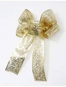 Fiocco in nastro di rete glitterato dorato per decorazione albero di Natale matrimonio confezione
