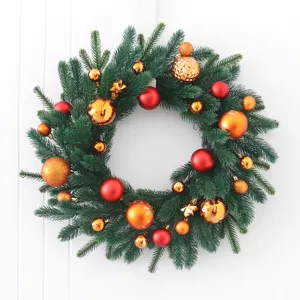 Westeuropäischer Stil Weihnachtskranz Seidenblume Künstliche Kiefernnadel Girlande Türaufhängung Deko Für Haus Garten