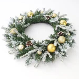 Weihnachtskranz Dekoration fuer Haustuer Winterfest Party Haengend Ornament Tuerkranz 40cm