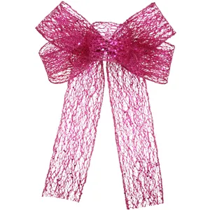 Nastro a fiocco in rete glitterata per decorazione albero di natale e confezioni regalo.