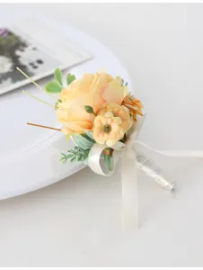 Artificial rose boutonniere for wedding groom bride party celebration suit lapel flower decor