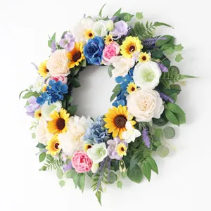Artificial flower wreath for front door wall hanging wedding home decor floral arrangement spring summer