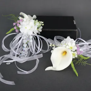 Künstliche Calla Lilie Hochzeit Korsagen Armband Blume für Braut Festdekoration.