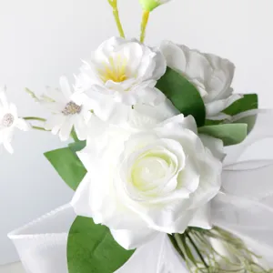 Artificial wedding chair back flowers white fake floral bouquet for party event decor