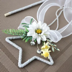 Bacchetta magica stella fiore supporto per cosplay fotografia festa bianco 1pz