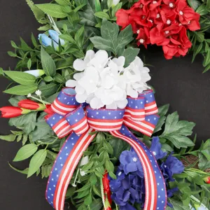 4 juli patriottische krans rood wit blauw kunstmatige hortensia deur decoratie