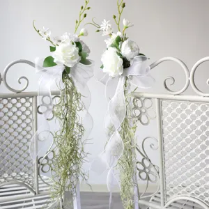 Wedding Chair Flowers White Artificial Roses Hanging Floral Decor for Party Aisle Decor