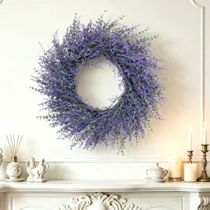 Simulation Lavender Wreath Artificial Floral Wedding Decoration Wreath For Front Door Purple Wall Hanging Home Decor