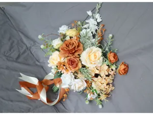 Künstlicher Brautstrauß orange Kunstblumen Hochzeitsfotografie Deko Fotorequisiten Zuhause
