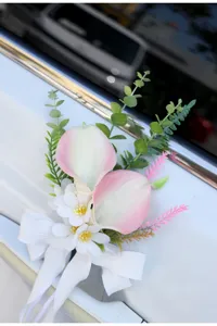 Artificial wedding car decoration flower simulation floral bow detail for door handle decor