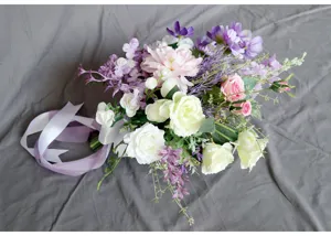 Ramo de novia de flores artificiales para fotografía de boda y decoración del hogar.