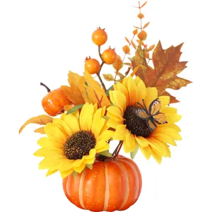 Décoration de table d'automne tournesol artificiel citrouille pour fête des récoltes maison