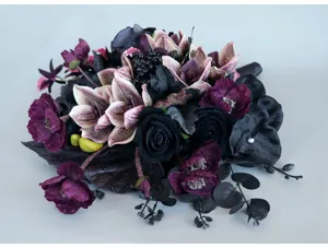 Retro schwarz lila Phalaenopsis künstlicher Hochzeitsstrauß für europäische Brautdeko.