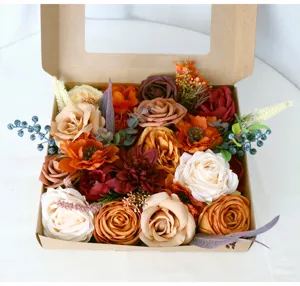 Caja de rosas artificiales para manualidades, decoración del hogar y regalos festivos.