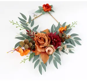 Geometrischer Eisenkunst Rosen Blumenkranz Wandbehang fuer Heimdekoration, elegante Blueten.