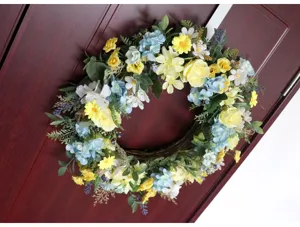 Spring floral wreath for front door decor artificial flower hanging garland home decor