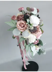 Bouquet de mariée artificiel, fleurs cascade de style forêt occidentale pour accessoires photo.