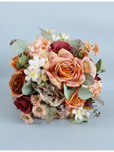 Künstliche Rosen Hochzeitsbrautstrauß Herbst Seidenblume Heimtisch Dekoration Requisite
