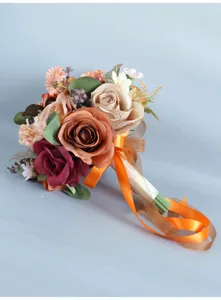 Künstlicher Rosen Blumenstrauß Detailansicht, Herbst Hochzeit Fotografie Requisite.