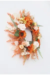 Artificial autumn harvest floral wreath for home door window wall hanging decoration festival.