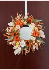 Autumn harvest artificial flower wreath for home wall door window festival hanging decoration.