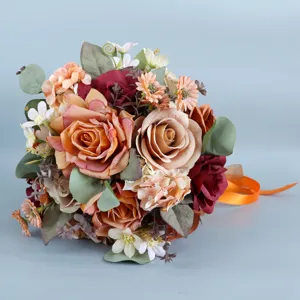 Künstlicher Rosen Brautstrauß Deko Blumen für Hochzeit Fotografie Heimdekoration Requisiten
