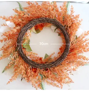 Autumn artificial flower wreath 30cm harvest festival home decor hanging door wreath.