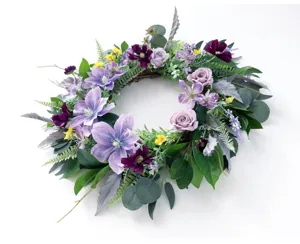 Künstlicher Frühlingsblumenkranz für Wand- und Türdekoration, Hochzeits-Blumenarrangement.