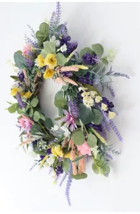 Nordisch künstlicher Blumenkranz Lavendel Wandbehang für Heimdekoration Hochzeit Türdeko