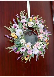 Künstlicher Frühlings-Gänseblümchen-Blumenkranz für Heimhochzeit Tür Wandbehang Dekor