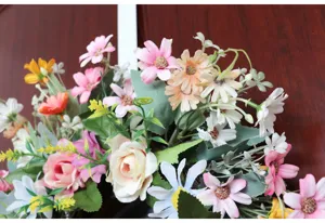 Artificial daisy wreath spring home decor floral wreath for wedding party door hanging