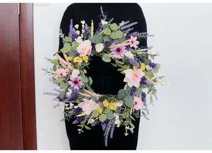 Nordischer Stil künstlicher Lavendel Blumenkranz für Wohnzimmer Wand Tür Dekoration.
