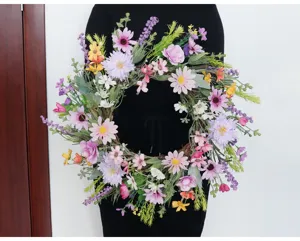 Künstlicher Blumenkranz Gänseblümchen Wandbehang Hochzeit Heimdekoration Türdeko