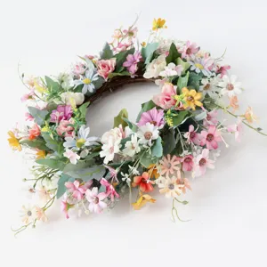 Artificial daisy flower wreath for spring home wall wedding decor and party decoration main view