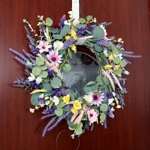 Skandinavischer künstlicher Lavendel Blumenkranz für Haustür Wandbehang Hochzeitsdeko