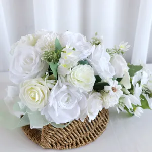 Weisser Hochzeit Brautkaskade künstlicher Blumenstrauss für Hochzeitsfotografie Dekor