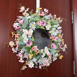 Artificial daisy wreath spring front door decor floral decoration for wedding home party