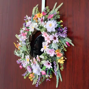 Künstlicher Gänseblümchen Blumenkranz für Haustür, Frühlingsdeko Wandbehang Zuhause.